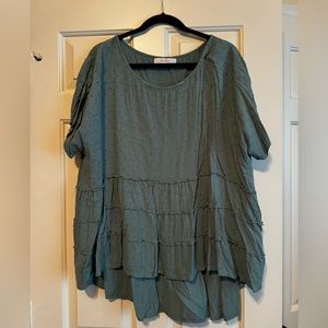 Arula/A Beautiful Soul Sage Green Peplum Top
